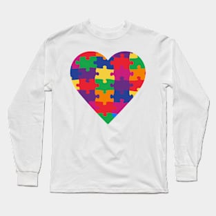 Puzzle Heart Autism Awareness Gift for Birthday, Mother's Day, Thanksgiving, Christmas Long Sleeve T-Shirt